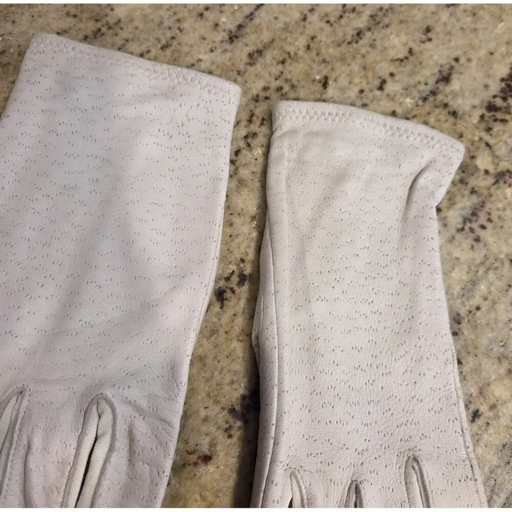 Vintage Womens Size L Gray Leather Stretch Deerskin Gloves
